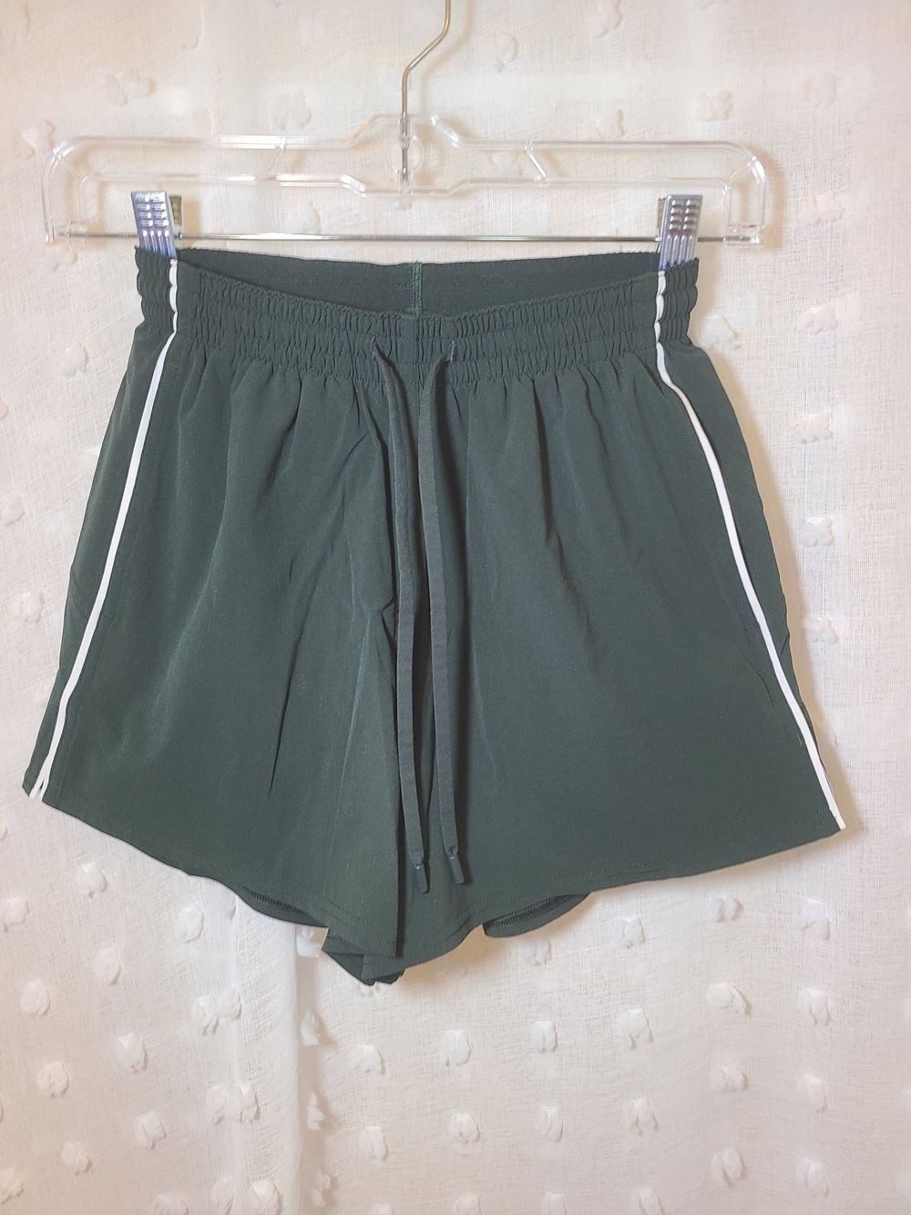 Women's Dark Green Athletic Shorts with White Piping